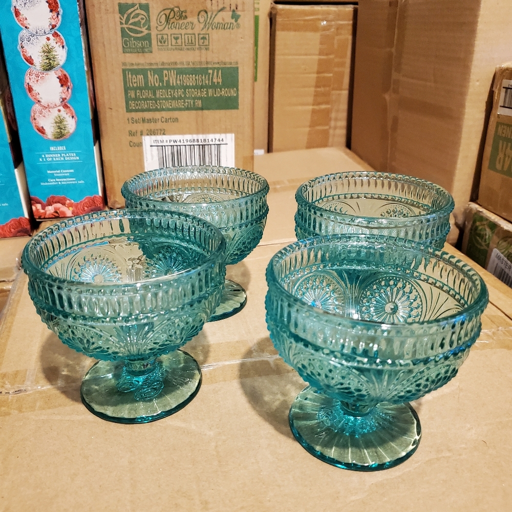 Pioneer Woman teal adeline sundae cups